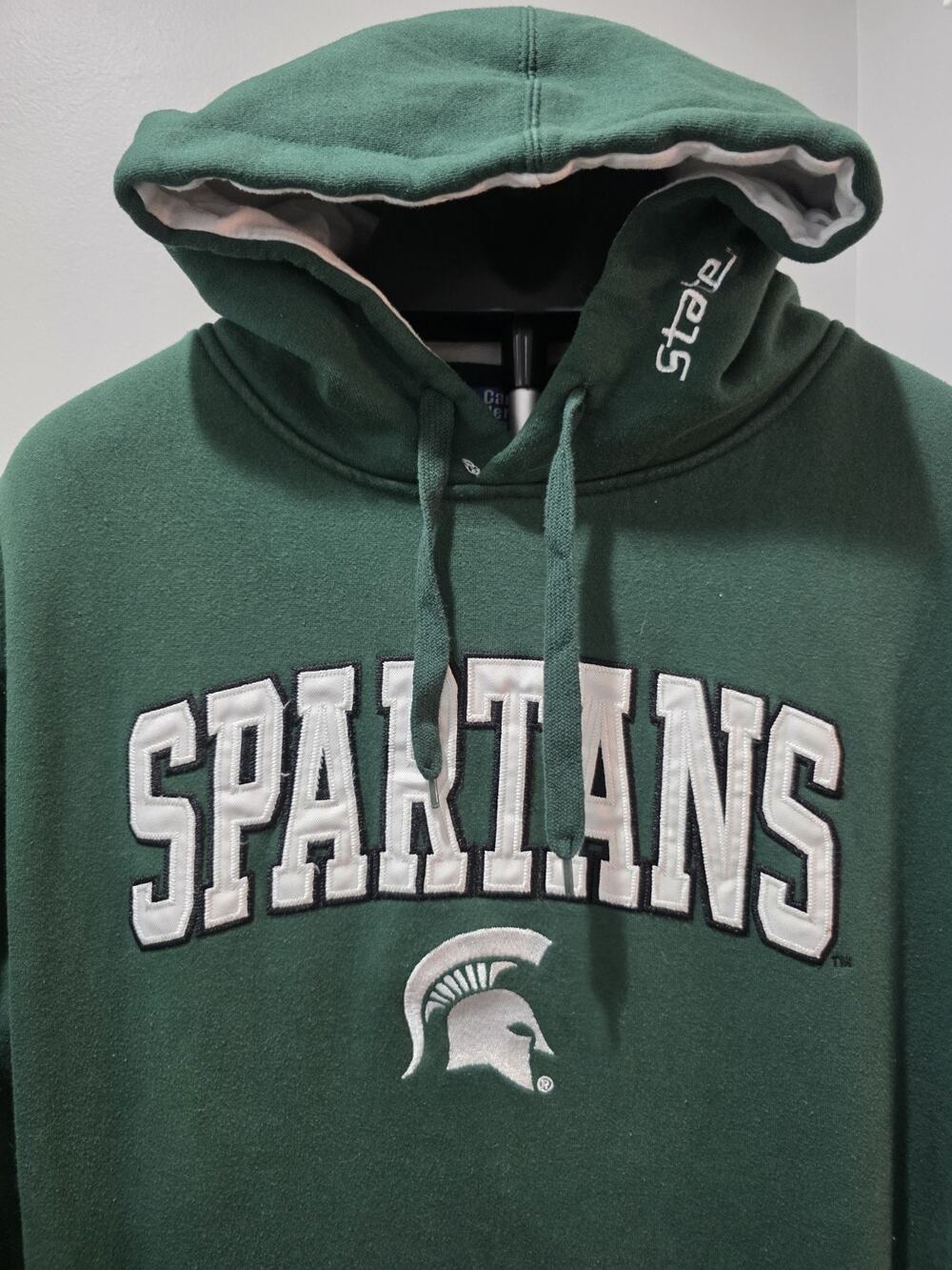 Michigan State Spartans Campus Heritage Hoodie Mens Large Green Pullover MSU